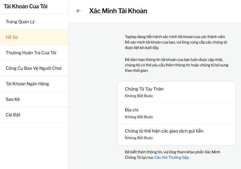 Xác minh tài khoản và những lưu ý cho người mới